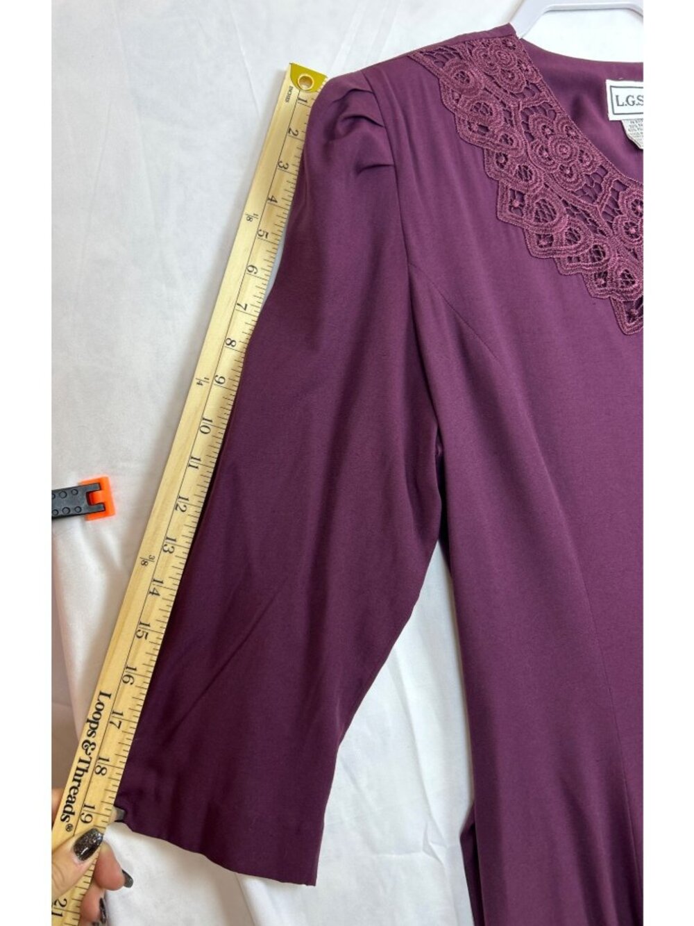 NWT Vtg L.G Star Midi Dress Sz 16 Fit & Flare Button Front Lace Collar Feminine - Picture 10 of 11